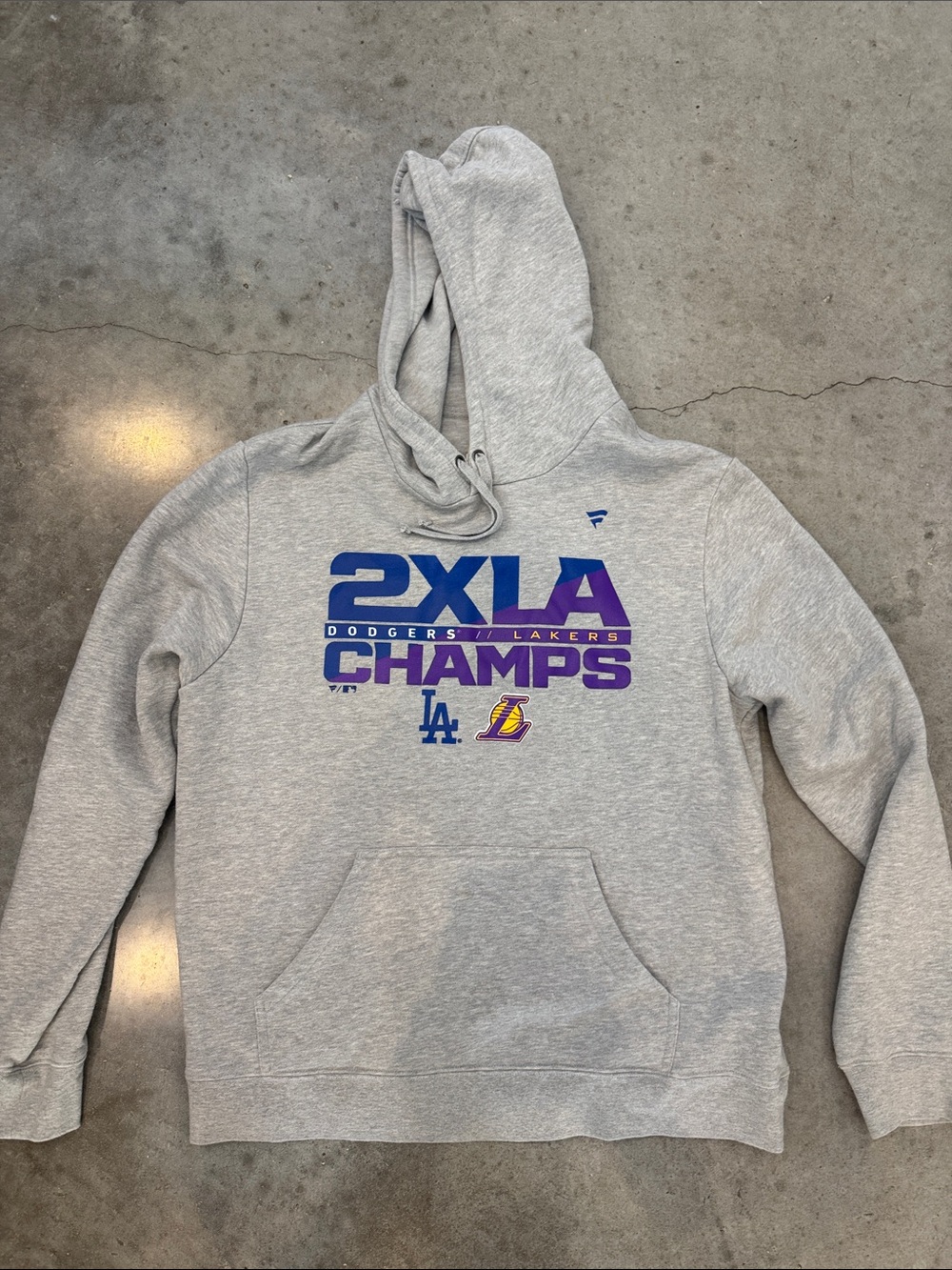Fanatics 2XLA LA Dodgers Lakers 2020 Dual Champions Hoodie Men’s Large Gray